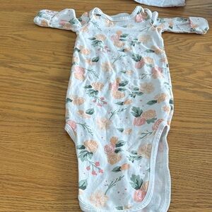 Baby Essentials Floral Bodysuit - Peach and Green